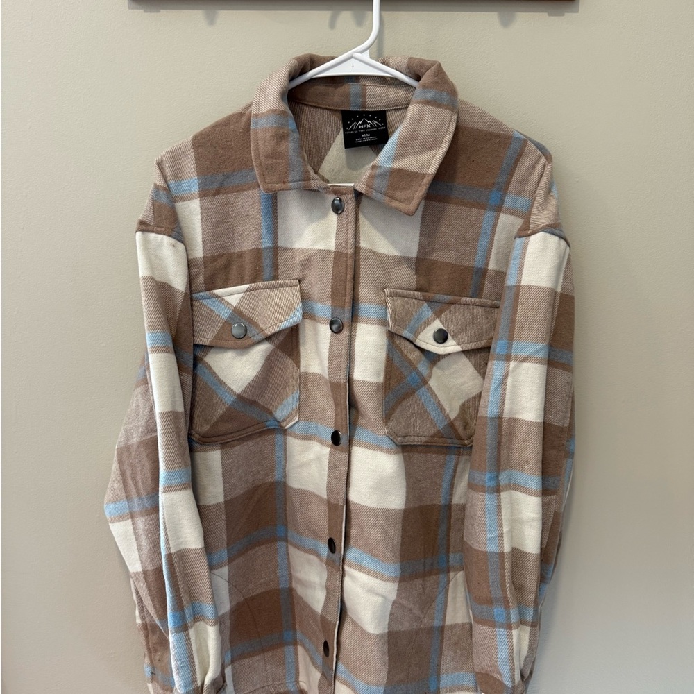 HFX Brown and Blue Plaid Shirt/Jacket